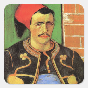Pegatina Cuadrada Van Gogh, El Zuavo, Arte Impresionista Vintage