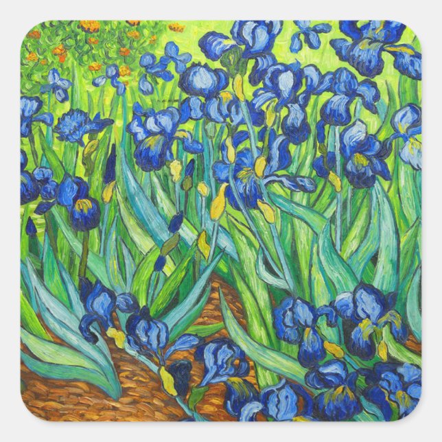 Pegatina Cuadrada Van Gogh Irises (Anverso)