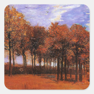 Pegatina Cuadrada Van Gogh - Paisaje del otoño