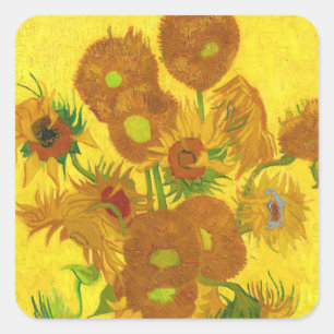 Pegatina Cuadrada Van Gogh Quince Girasoles En Un Bella Artes De Vas