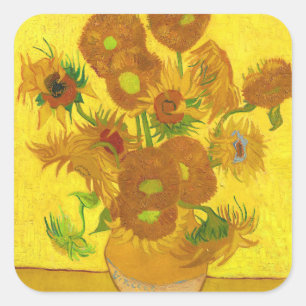 Pegatina Cuadrada Van Gogh Quince Girasoles En Un Bella Artes De Vas