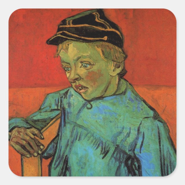 Pegatina Cuadrada Van Gogh, Schoolboy (Camille Roulin), Arte de époc (Anverso)