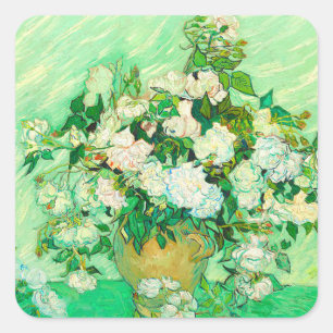 Pegatina Cuadrada Van Gogh White Roses