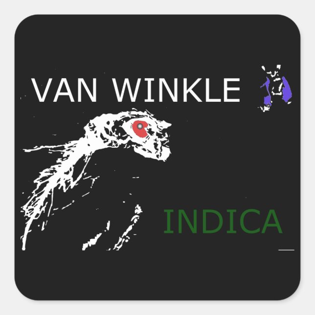 PEGATINA CUADRADA VAN WINKLE INDICA (Anverso)