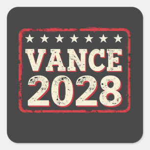 Pegatina Cuadrada Vance 2028 Para la elección presidencial Trump Rep
