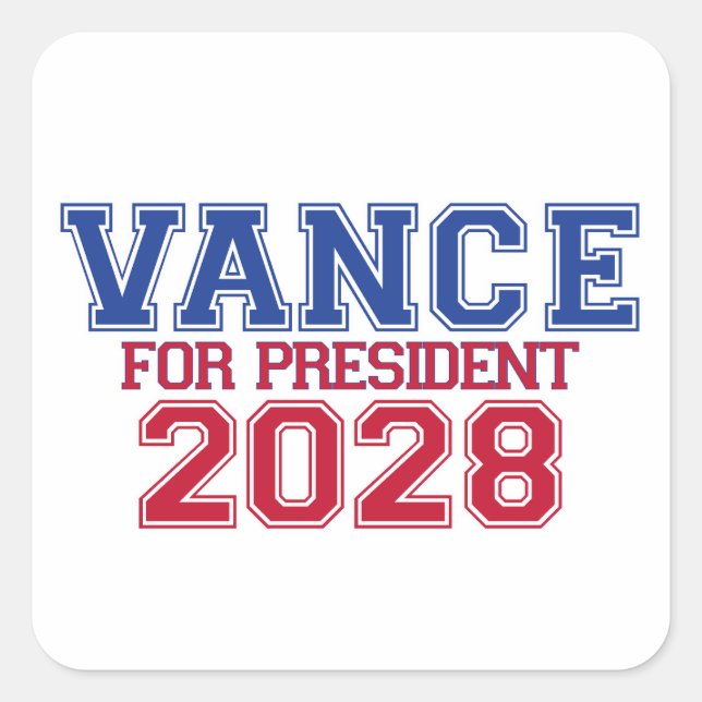 Pegatina Cuadrada Vance presidente (varsity) (Anverso)