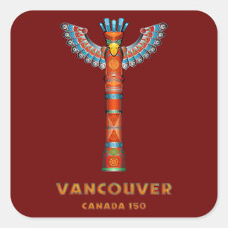 Pegatina Cuadrada Vancouver (A.C.) Canadá - tótem