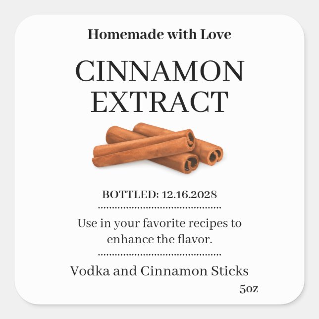 Pegatina Cuadrada Vanilla Extract Modern Label Sticker ZVEG_101_01 (Anverso)