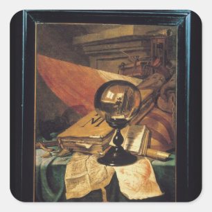 Pegatina Cuadrada Vanitas con una bola de cristal