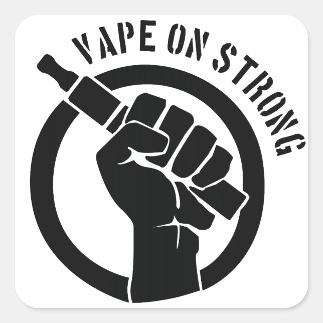 Pegatina Cuadrada Vape On Strong (Anverso)
