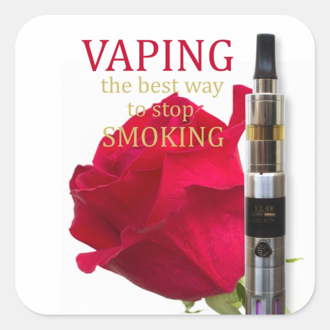 Pegatina Cuadrada Vaping es la mejor manera de dejar de fumar (Anverso)