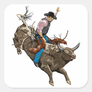 Pegatina Cuadrada Vaquero