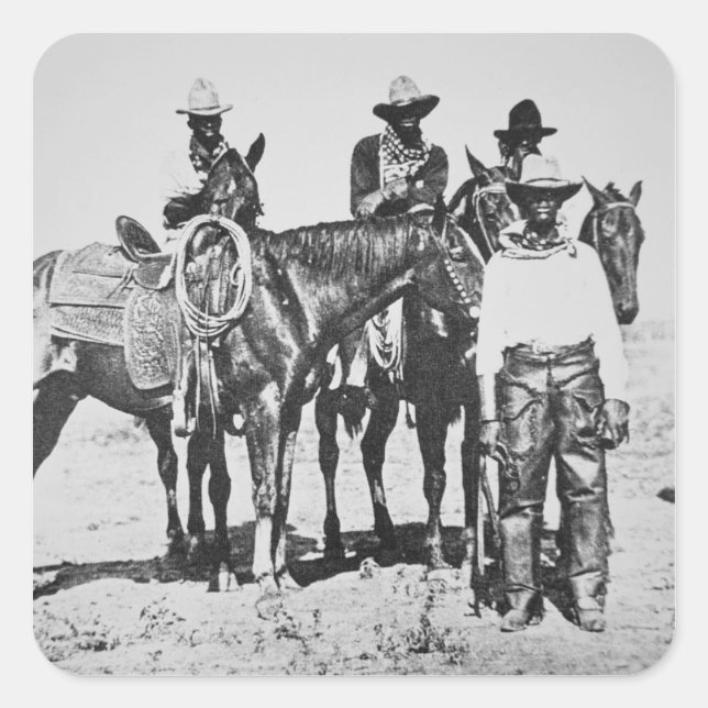 Pegatina Cuadrada Vaqueros negros en Bonham, Texas, c.1890 (foto de  (Anverso)