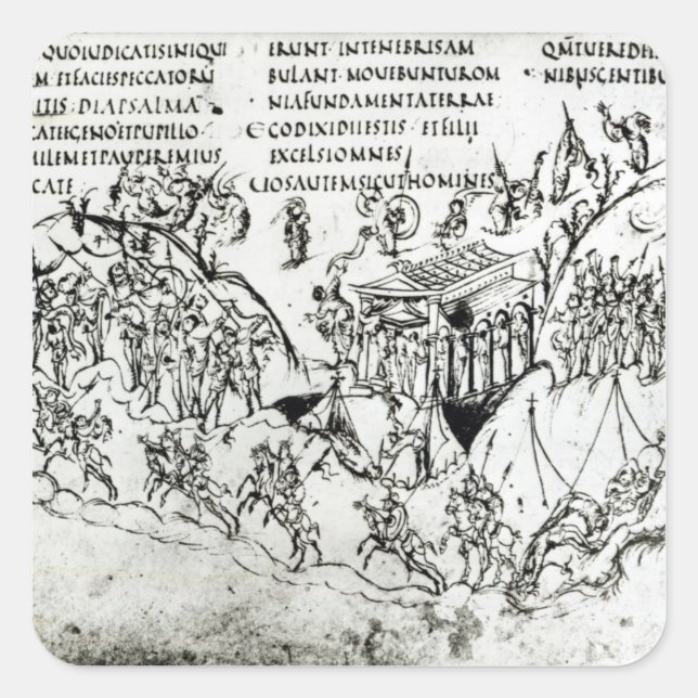 Pegatina Cuadrada Varias escenas que ilustran un salmo 2 (Anverso)