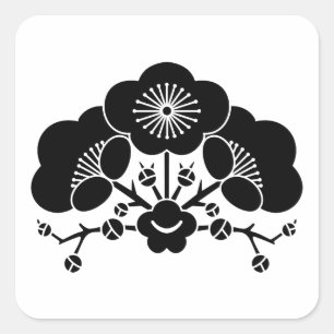 Pegatina Cuadrada Varias flores de ciruelo