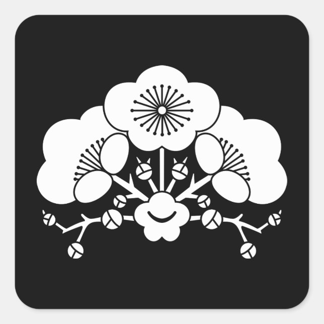 Pegatina Cuadrada Varias flores de ciruelo (Anverso)