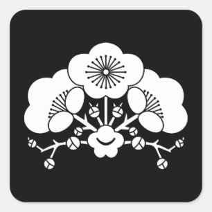 Pegatina Cuadrada Varias flores de ciruelo
