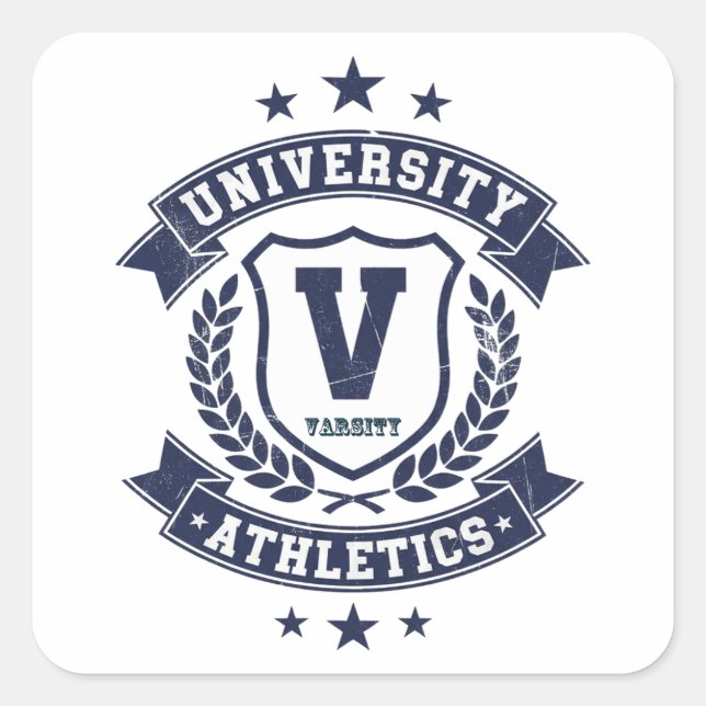 Pegatina Cuadrada Varsity Athletics – College Sports Pride (Anverso)