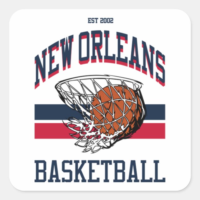 Pegatina Cuadrada Varsity Style New Orleans Basketball (Anverso)