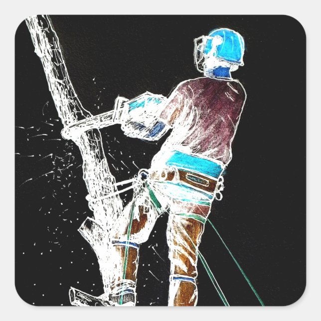 Pegatina Cuadrada Varsovia arborista cirujana eléctrica (Anverso)