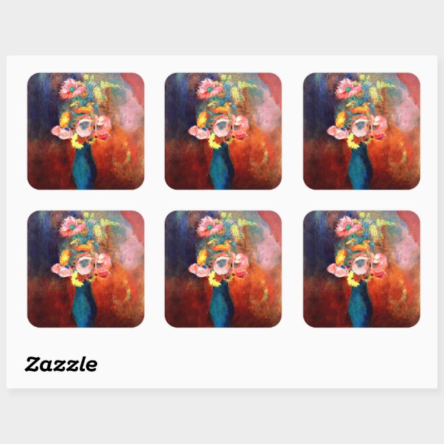 Pegatina Cuadrada Vasa etérea de flores (Hoja)