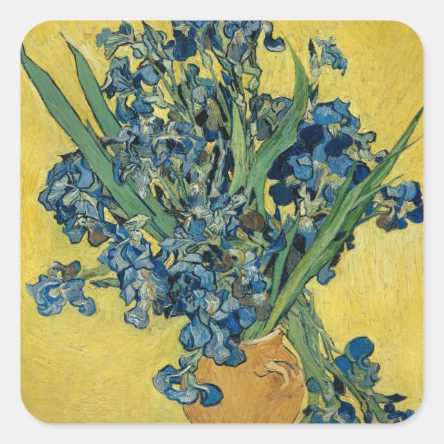 Pegatina Cuadrada Vase con irlandeses por Van Gogh (Anverso)