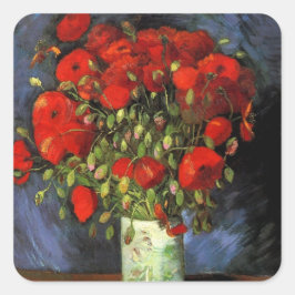 Pegatina Cuadrada Vase con los pipetas rojos de Vincent van Gogh