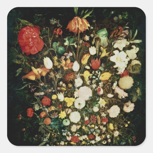 Pegatina Cuadrada Vase de flores (Anverso)