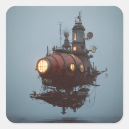 Pegatina Cuadrada Vaso Steampunk