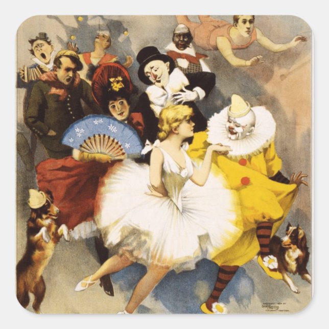 Pegatina Cuadrada Vaudeville - La Arena, Trocadero Vaudevilles (Anverso)