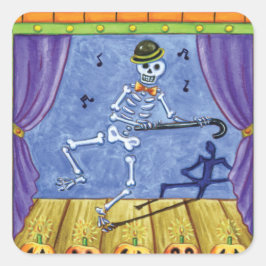 Pegatina Cuadrada Vaudeville Skeleton