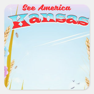 Pegatina Cuadrada ¡Vea América! - Kansas