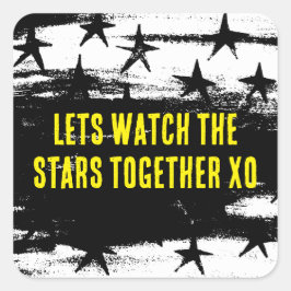 Pegatina Cuadrada Veamos las estrellas juntos el diseño de Starry Ni
