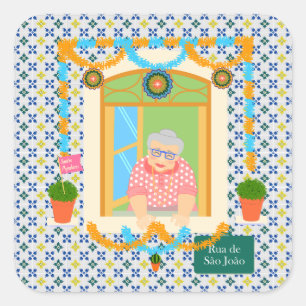 Pegatina Cuadrada Vecino de San Juan Portugués Festa