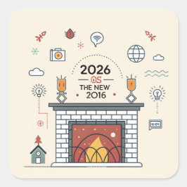 Pegatina Cuadrada Vector de Cultura Digital 2026 Es El Nuevo 2016