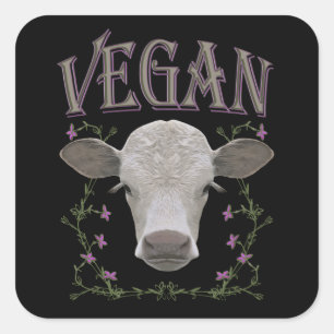 Pegatina Cuadrada Vegan - animales quieren vivir
