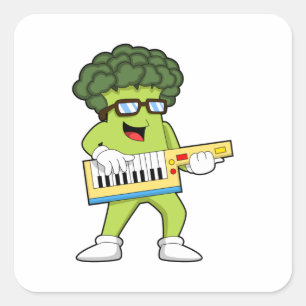 Pegatina Cuadrada Vegan Broccoli en Music with Guitar