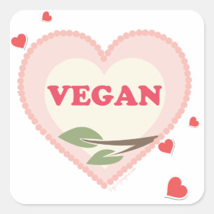 Pegatina Cuadrada Vegan Día de San Valentín
