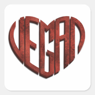 Pegatina Cuadrada Vegan Flower Heart