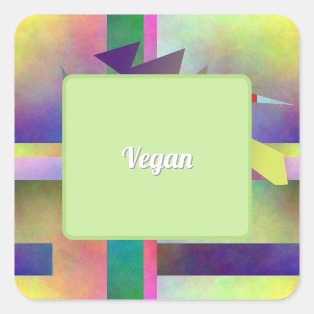 Pegatina Cuadrada Vegan Food Requirement Abstract Pattern Party (Anverso)