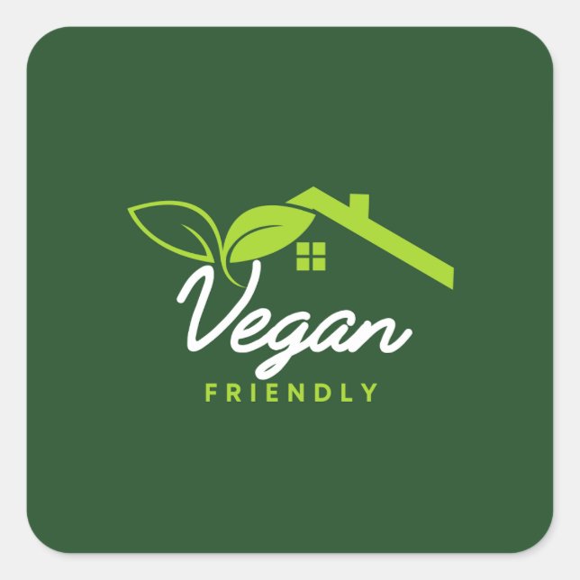 Pegatina Cuadrada Vegan Friendly. Vegan Labels (Anverso)