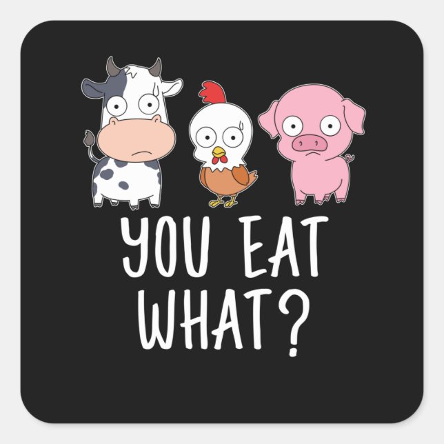 Pegatina Cuadrada Vegan Gift Vegetarian Gifts Planta Funny Vegan (Anverso)