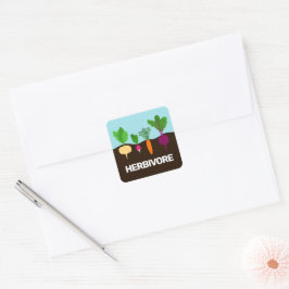 Pegatina Cuadrada Vegan - herbivore personalizado de verduras colori