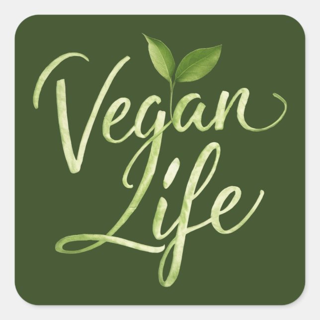 Pegatina Cuadrada Vegan Life (Anverso)