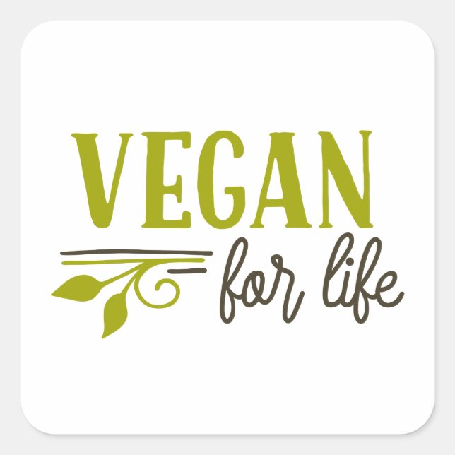Pegatina Cuadrada Vegan por la vida (Anverso)