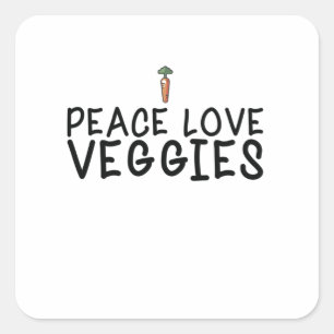 Pegatina Cuadrada Vegan - Vegetales de amor por la paz