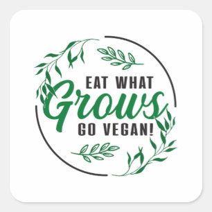 Pegatina Cuadrada Veganism Vegans Derechos de los animales Regalo fu