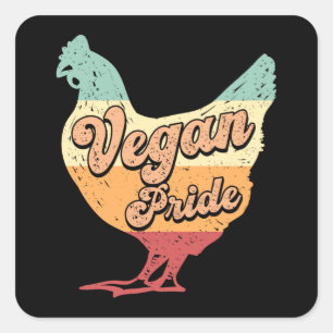 Pegatina Cuadrada Veganismo Vegetales Vegan Veggie Animales Gift Ide