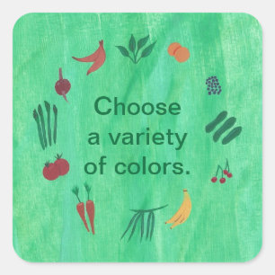 Pegatina Cuadrada Vegetales de frutas elegir varios Pegatinas de col