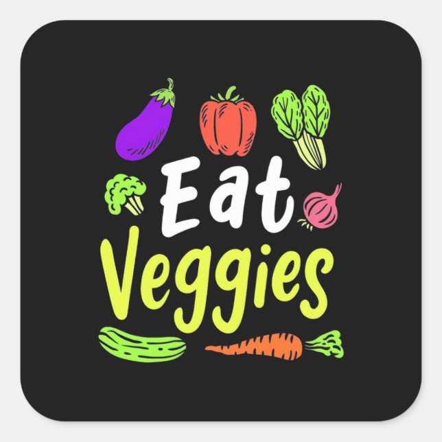 Pegatina Cuadrada Vegetarianos (Anverso)